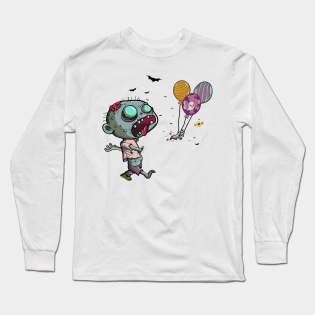 Zombie Kid Long Sleeve T-Shirt by MZeeDesigns